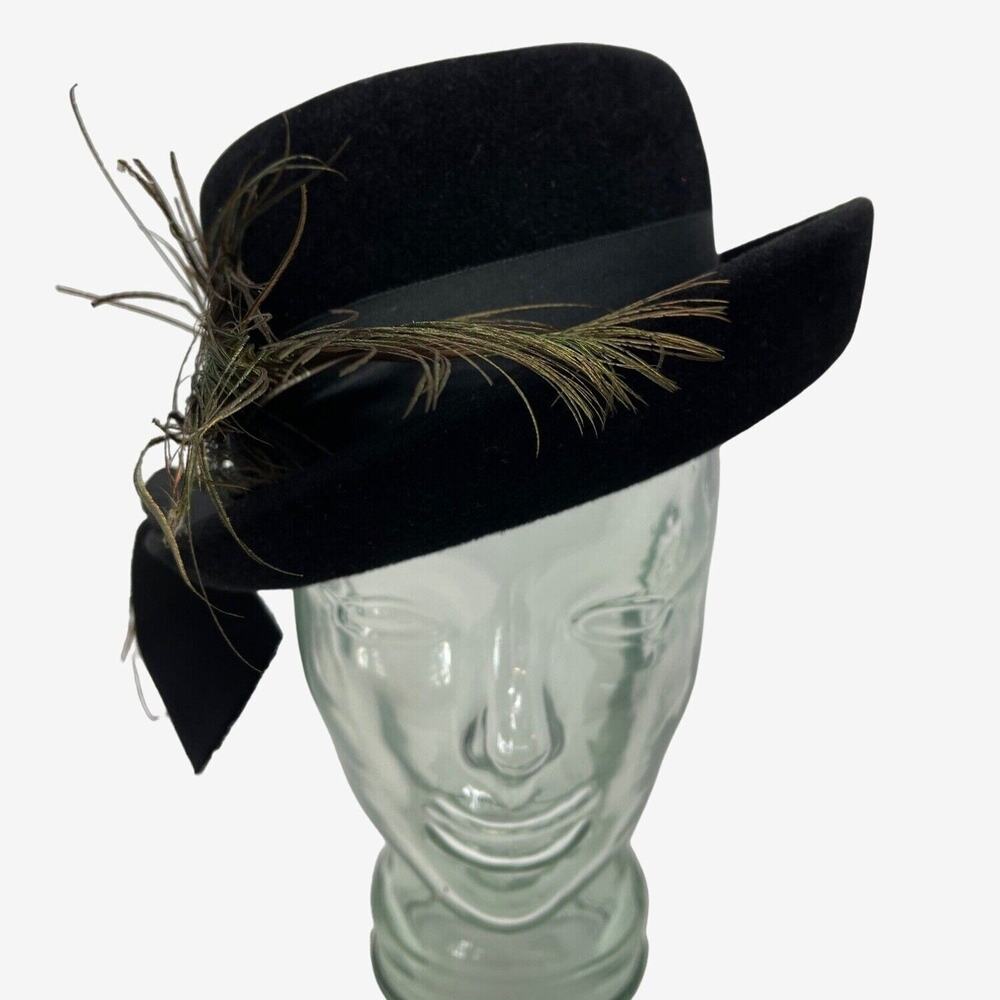Peachbloom Velour Union Made Swagger Black‎ with Vintage Hat Box